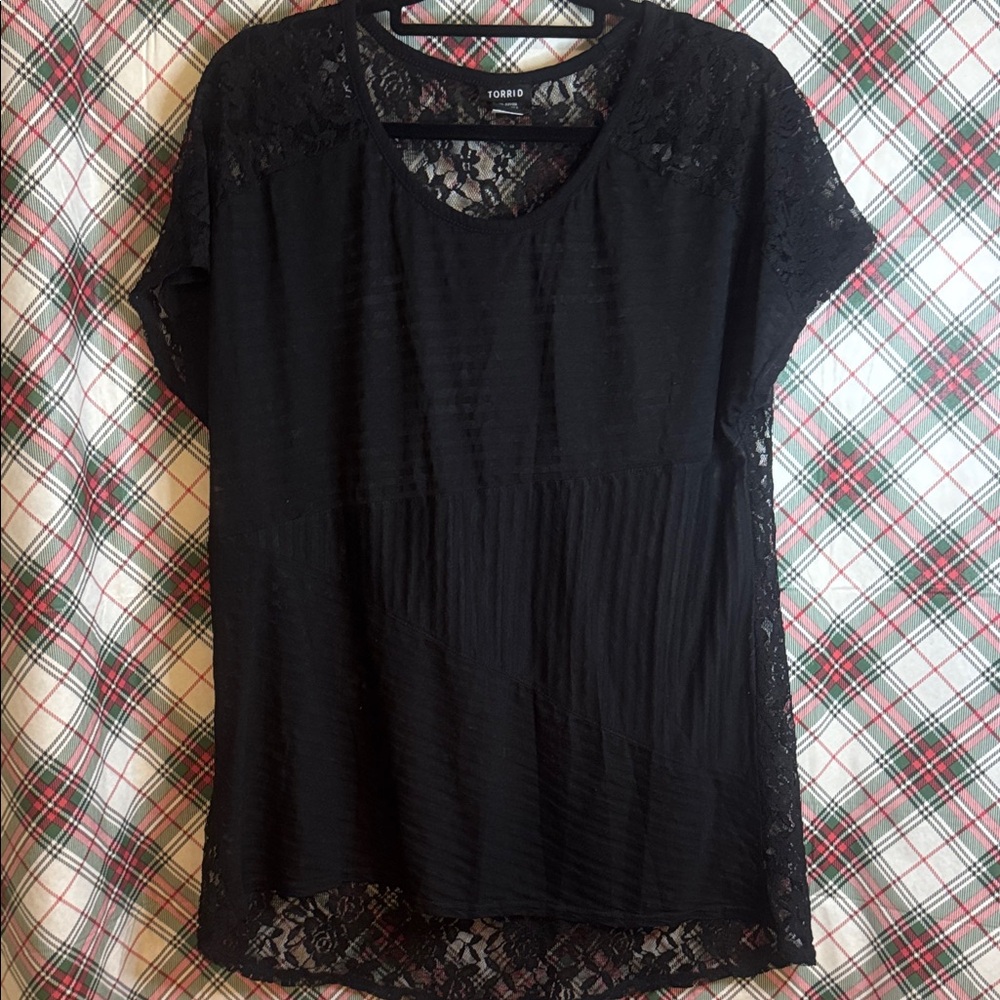 Torrid Black Lace Detail Blouse